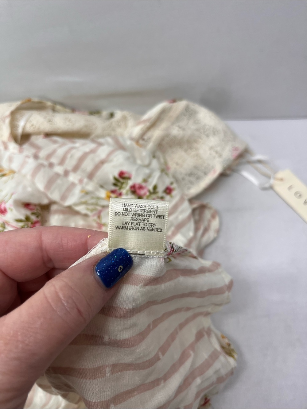 LoveStitch Cottage-core Cream Floral Stripe Bohemian Sleeveless Tunic - Picture 11 of 11